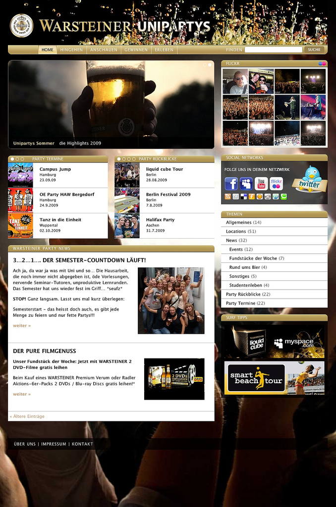 Home with slideshow   warsteiner uniparty website fd0000