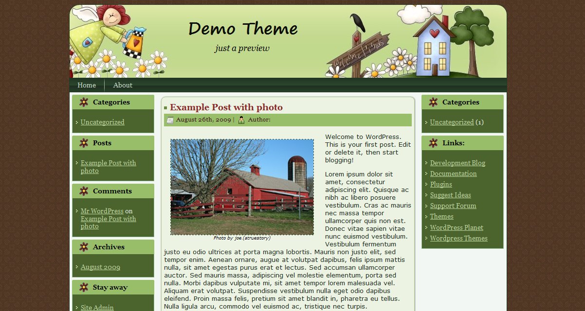 Pre made wordpress theme garden of love brown 3 column fd0000
