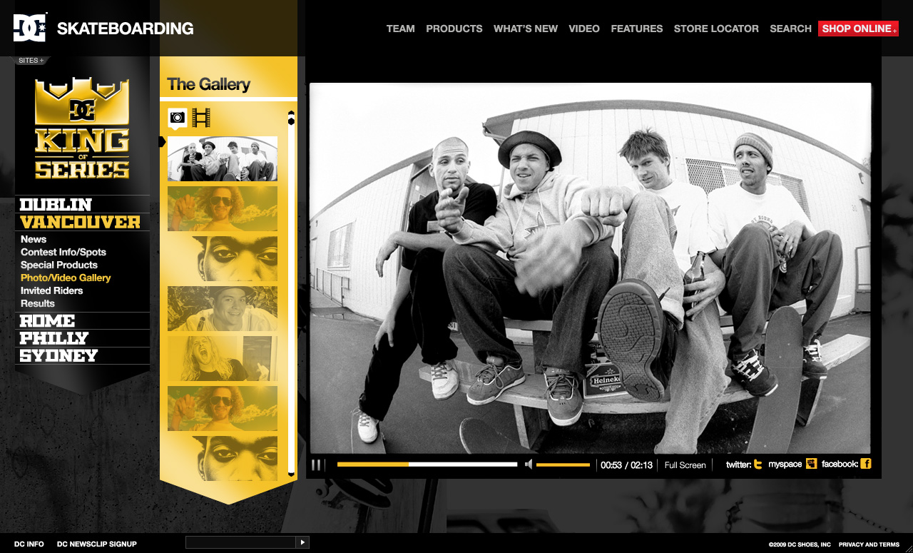 Dc shoes  king of skate  website